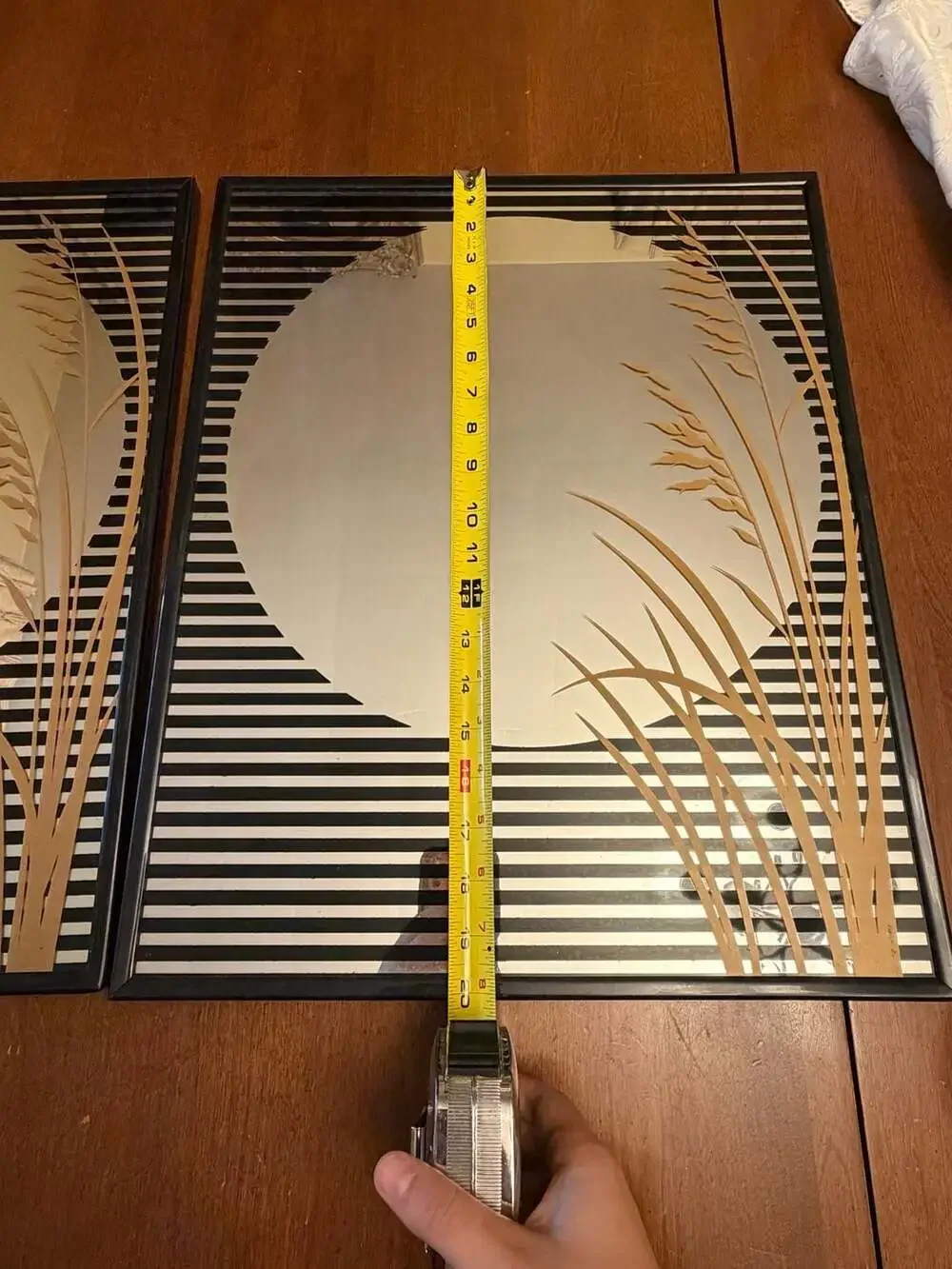 Black Stripes and Wheat Wall Mirror -